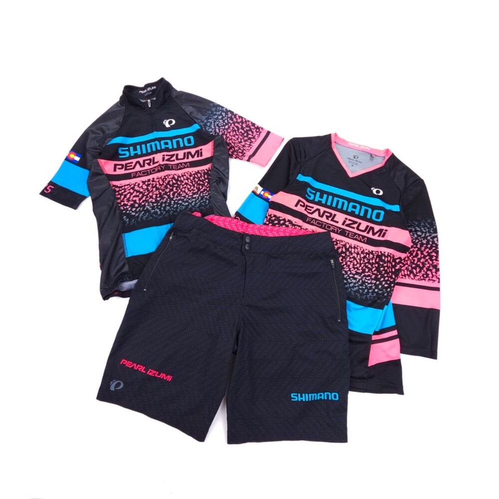 PEARL IZUMI Shimano Factory Team Cycling Jersey Shorts Set Biking Triathalon